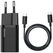 Resim Baseus Super Si 1C 25 W Hızlı Şarj Adaptörü + 3A Type-C To Type-C 