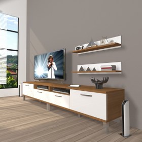 Resim Decoraktiv Eko 200r Slm Krom Ayaklı Tv Ünitesi Tv Sehpası - Ceviz - Beyaz 