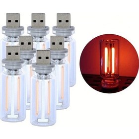 Resim Honeybeeshop 7x Usb Araba Lambası Kırmızı 7 Adet Kablosuz Dokunmatik Kontrollü Led Işık Cam Şişede Retro Ambiyans Işığı Araba İç Mekanları İçin Pilsiz 
