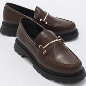 Resim luvishoes Dual Kahve Cilt Kadın Oxford Ayakkabı 