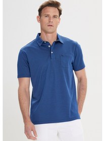 Resim AC&Co / Altınyıldız Classics Erkek Laci Comfort Fit Rahat Kesim Polo Yaka Pamuklu Kısa Kollu Tişört Lacivert 