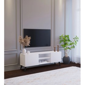 Resim Suba Home Beyaz Modern 120 cm 2 Kapaklı Raflı Tv Ünitesi Modüler Tv Sehpası Mdf 