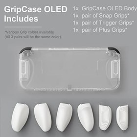 Resim Skull & Co. GripCase OLED, Nintendo Switch OLED modeli için: Değiştirilebilir saplı sabitlenebilir şeffaf koruyucu kılıf [tüm el boyutlarına uygundur] [taşıma çantası yok], Gripcase Oled Only-neon 