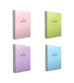 Resim Pastoral 4'lü Paket A4 144 Yaprak 4 Kareli Plastik Kapak Spiralli Okul Defteri 
