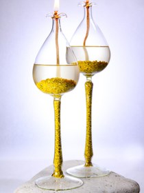 Resim Narçiçeği Takı ve Hediyelik Eşya El Yapımı Üfleme Cam Özel Tasarım Ikili Kandil Seti 