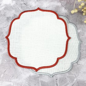 Resim Weare2 Kırmızı ve Gümüş Gri Renkli Nakışlı 2'li Kokteyl Peçetesi 