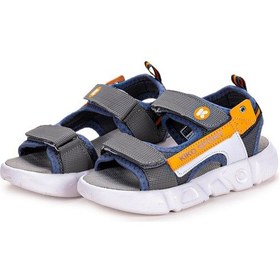 Resim Kiko Kids Cırtlı Yürüyüş Erkek Çocuk Sandalet 201 Füme - Turuncu 