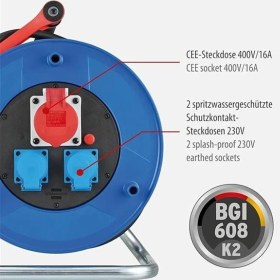 Resim AyrStore Garant Cee 1 IP44 Endüstriyel Şantiye Kablo Makarası, (Siyah 30 M Kablo, Özel Plastik 