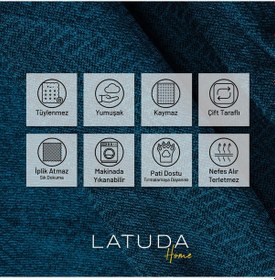 Resim Jakarlı Şönil Koltuk Örtüsü Çekyat Örtüsü Koltuk Şalı 110x175 2 Ad. Kaymaz Turkuaz Turkuaz 