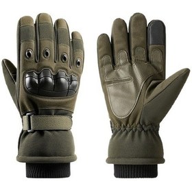Resim Sun11 Sun11 Kış Bisiklet Motosiklet Eldiveni Kaymaz Dokunmatik Ekran Sıcak Ordu Yeşili L Xl 