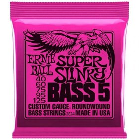 Resim Ernie Ball P02824 Super Slinky Nickel 40-125 (5 Telli) Bas Gitar Teli 