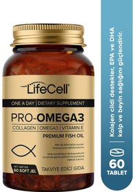 Resim Lifecell Pro-Omega 3 Dha & Epa Kolajen ve Vitamin E İçeren Takviye Soft Jel 60'lı 