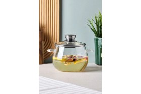 Resim Roy Silver 1200 ml Borosilikat Cam Tencere 