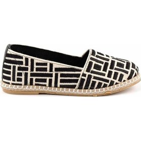 Resim Bej Siyah Leather Kadın Espadril K01534070628 Siyah 