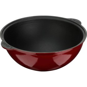 Resim Lava Döküm Yuvarlak Özbek Kazanı / Tencere. Döküm Demir Yekpare Kulplu Çap Ø 28cm. Bordo 