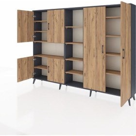 Resim Arges Dolap 13 Raflı 6 Kapaklı 220x30x163 Antrasit-çam Antrasit-çam 