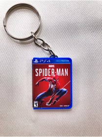 Resim Cosmic Star Marvel Spiderman Minyatür Ps4 Oyun Kutusu Anahtarlık 