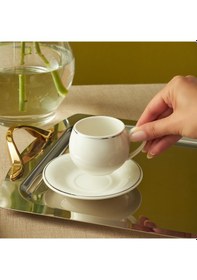 Resim Karaca Adile 6 Kişilik Double Kahve / Çay Fincan Takımı 130 Ml Beyaz 