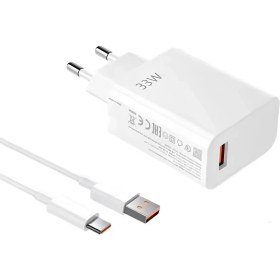 Resim Tecno Camon 20 Pro Uyumlu 33W Süper Hızlı Şarj Aleti Seti Şarj Adaptörü ve USB To Type-C Kablo 