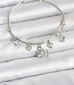 Resim BURCU MODA Kuğu Charmlı Gümüş Renk Kadın Bileklik 