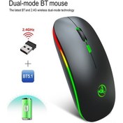 Resim Didadodo Mufunye Hxsj T18 Kablosuz Fare: 2.4ghz/5.1 Mod, 7 Renk Aydınlatma, Sessiz Tıklama, Şarj Edilebilir T18 T18 