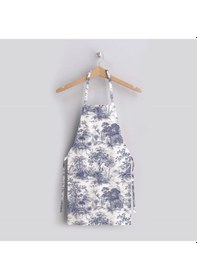 Resim Mavi Saklı Bahçe Mutfak Önlüğü Keten Kumaş, Uluslararası Yıkama Ve Solmama Sertifikası Çok Renkli 