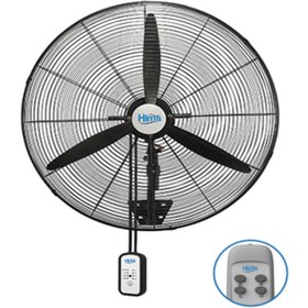 Resim HIMS HEF-DK750 210W 75 cm Siyah 3 Kanat Kumandalı Sanayi Tipi Duvar Vantilatörü 