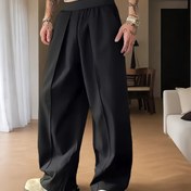 Resim Erkek Bahar/Yaz Rahat Pantolon, Moda, Basit, Düz, Geniş Bacak, Bol Kesim, Düz Renk, Normal Uzunluk, Cep Detaylı, Yetişkinler İçin 