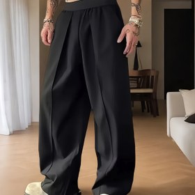 Resim Erkek Bahar/Yaz Rahat Pantolon, Moda, Basit, Düz, Geniş Bacak, Bol Kesim, Düz Renk, Normal Uzunluk, Cep Detaylı, Yetişkinler İçin 