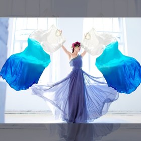 Resim 2 adet Gradyan Renk Dans Hayranı Seti - Her Bir El İçin Birer Adet, Mavi'den Beyaza Geçiş Yaparak Performans ve Pratik İçin Uygun - Dans Hayranları Peçeleri Seti - Sol ve Sağ Eller için 2 adet, Kademeli İpek Gibi El Hayranları, Sanatsal Dans Hayranları, Performans ve Pratik İçin Aksesuarlar, Sevgililer Günü, Şükran Günü, Noel ve Yeni Yıl kutlamaları için mükemmel! 