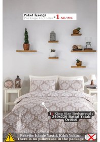 Resim Battal Boy Kapitone Yatak Örtüsü Çok Amaçlı Post Kahve Kahve 