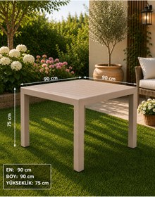 Resim Yonga Tekstil 90X90 Plastik Masa, Bahçe Balkon ve Teras Masası Dış Mekan 