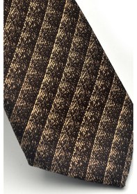 Resim Gaffy Kahverengi Küp Desenli Bej Dokuma Kumaş Mendilli Slim Fit Kravat // Sdk-2605-6 Bej 