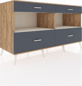 Resim Kronos Konsol 2 Raflı 4 Çekmeceli 176x59x99 Çam-aytaşı/antrasit Çam-aytaşı/antrasit 