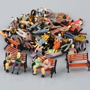 Resim 1:50 Boyanmış Model Figürler 50 adet + Model Park Bankı 6 adet Kullanım: Kum Tablosu Model Yapımı, Sahne Dekorasyonu, Dış Mekan Peyzajı, Peyzaj, Eğlence ve Dinlenme Tren modeli sahneleri için çok uygun El boyaması, gerçekçi renkler 