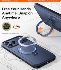 Resim TORRAS Q3 360 Spin iPhone 17 Pro Max için Manyetik Stand, Magsafe ile Uyumlu, Askeri Sınıf Koruma, Kamera Kontrolü, Dahili Kickstand 17 Pro Max Telefon Kılıfı 6,9 inç, Koyu Mavi 