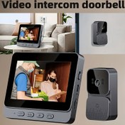 Resim 1 adet Kablosuz Video Kapı Zili, 10.92cm Ekran, Kızılötesi Gece Modu, İki Yönlü Ses, Uzun Ömürlü USB, Kolay Bağlantı, Uygulama veya WiFi Gerektirmez - Ev Kullanımı, Evcil Hayvan Dostu ve İç Mekan Toplantıları için Mükemmel, Ev Kapı Zili 