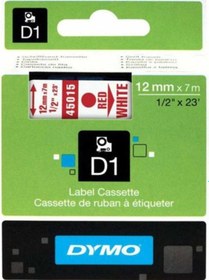 Resim Dymo D1 Şerit Standart 12 Mmx7 Mt Beyaz Üzerine Kırmızı 45015 