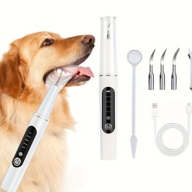 Resim 1 adet USB-C Hızlı Şarjlı Elektrikli Köpek Diş Fırçası, Değiştirilebilir Temizleme Başlığı ve Diş Işığı - Kablosuz Pet Diş Temizleyici, Lityum-Polimer Pil, Küçükten Büyük Köpekler İçin - Plak ve Tartar Giderme İçin Diş Bakımı, Köpek Ağız Sağlığı Aracı, Ergonomik Kolu, Dayanıklı Plastik Gövde, Hayvan Ağız Bakımı, Kompakt Tasarım, Sağlam Yapı, Hayvan Severler 