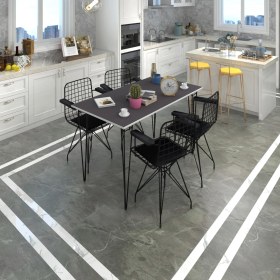 Resim Kenz Life Knsz Masa Sandalye Takımı HEM75MAZLUM Grisyh 100*070 Klç 4 Sandalye Syhsyh Kolçaklı 