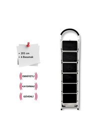 Resim Çelik 6 Basamaklı Geniş Basamak Ev - Ofis Tipi Merdiven - Tutacaklı 