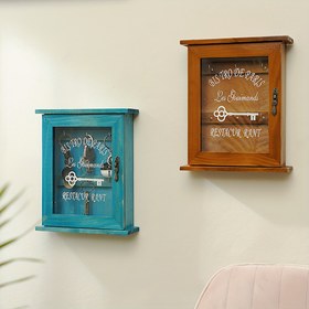 Resim Kazuali Stil Ahşap Anahtar Tutucu Kutusu - Duvar Monte, Boyalı Yüzey, Dekoratif Paris Bistro Anahtar Organizatörü, Giriş için Ev Dekoru ile Özel Fonksiyonlar 