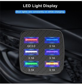 Resim Prestigegoods Uslıon 75w Araba Şarjı, Qc 3.0 6 Port Usb Hızlı Şarj, İphone 13 12 Pro Uyumlu, Samsung Xiaomi Şarj Cihazı, Taşınabilir Led Işıklı 