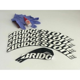 Resim Bombtire Motosiklet 3D Lastik Yazısı Bridgestone Full Beyaz Alman Yapıştırıcı 