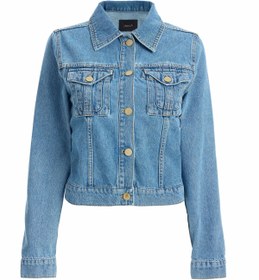 Resim Kadın Açık Mavi Arkası Örme Denim Ceket - L 