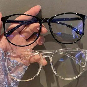 Resim 1 adet/2 adet Unisex Klasik Tam Çerçeveli Gözlük Çerçeveleri, Asetat Plastik Oval Şekil ile Şeffaf Lensler, Hafif Moda Aksesuarı, Dayanıklı Anti-sis Bezli Optik Gözlükler, Kokusuz Dekoratif Gözlükler 