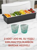Resim GastroPlast 6 gözlü sunumluk, Kuruyemişlik, baharatlık, (2 adet 200ml polikarbon bardak hediyedir) 