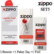Resim Zippo Çakmak İkmal Seti 1 Bidon Benzin Fitil Taş Set5 