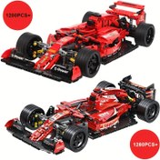 Resim 1200+ parça Klasik 1:10 Kırmızı Yarış Mekanik Bağlantı Araba Modeli Kit ABS Malzeme Süperaraba Yapı Blokları Seti MOC Montaj DIY Spor Araç Doğum Günü veya Festival Hediyesi ve Yaratıcı Eğlenceli Oyuncak 