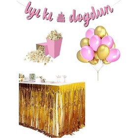 Resim Pembe-gold 20 Adet Balon Banner Mısır Kutu Masa Etekli Tamamlayı 
